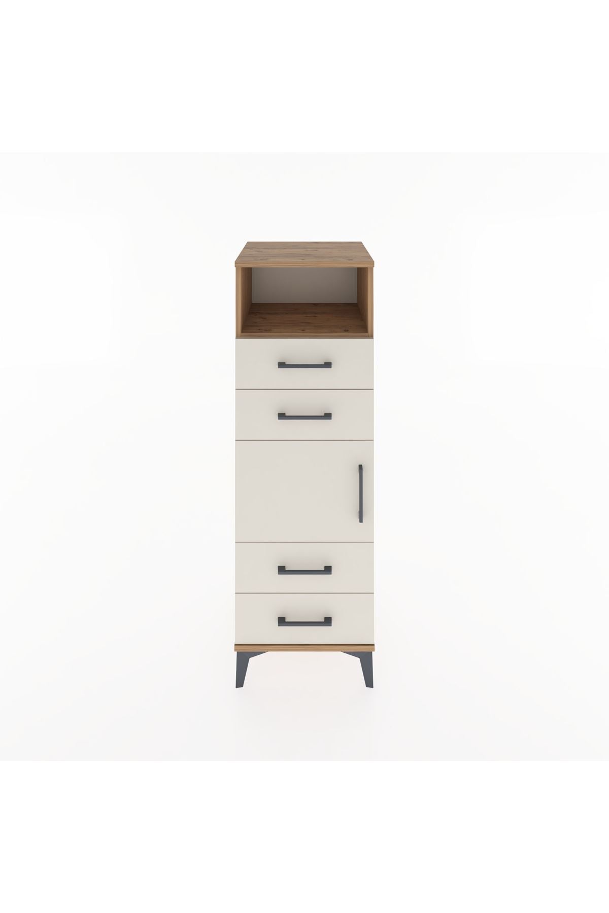 Hyperion Dolap 2 Raflı 4 Çekmeceli Tek Kapaklı 44x44x134 Çam-Aytaşı