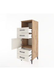 Hyperion Dolap 2 Raflı 4 Çekmeceli Tek Kapaklı 44x44x134 Çam-Aytaşı