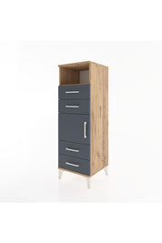 Hyperion Dolap 2 Raflı 4 Çekmeceli Tek Kapaklı 44x44x134 Çam-Antrasit