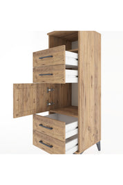 Hyperion Dolap 2 Raflı 4 Çekmeceli Tek Kapaklı 44x44x134 Çam-Çam