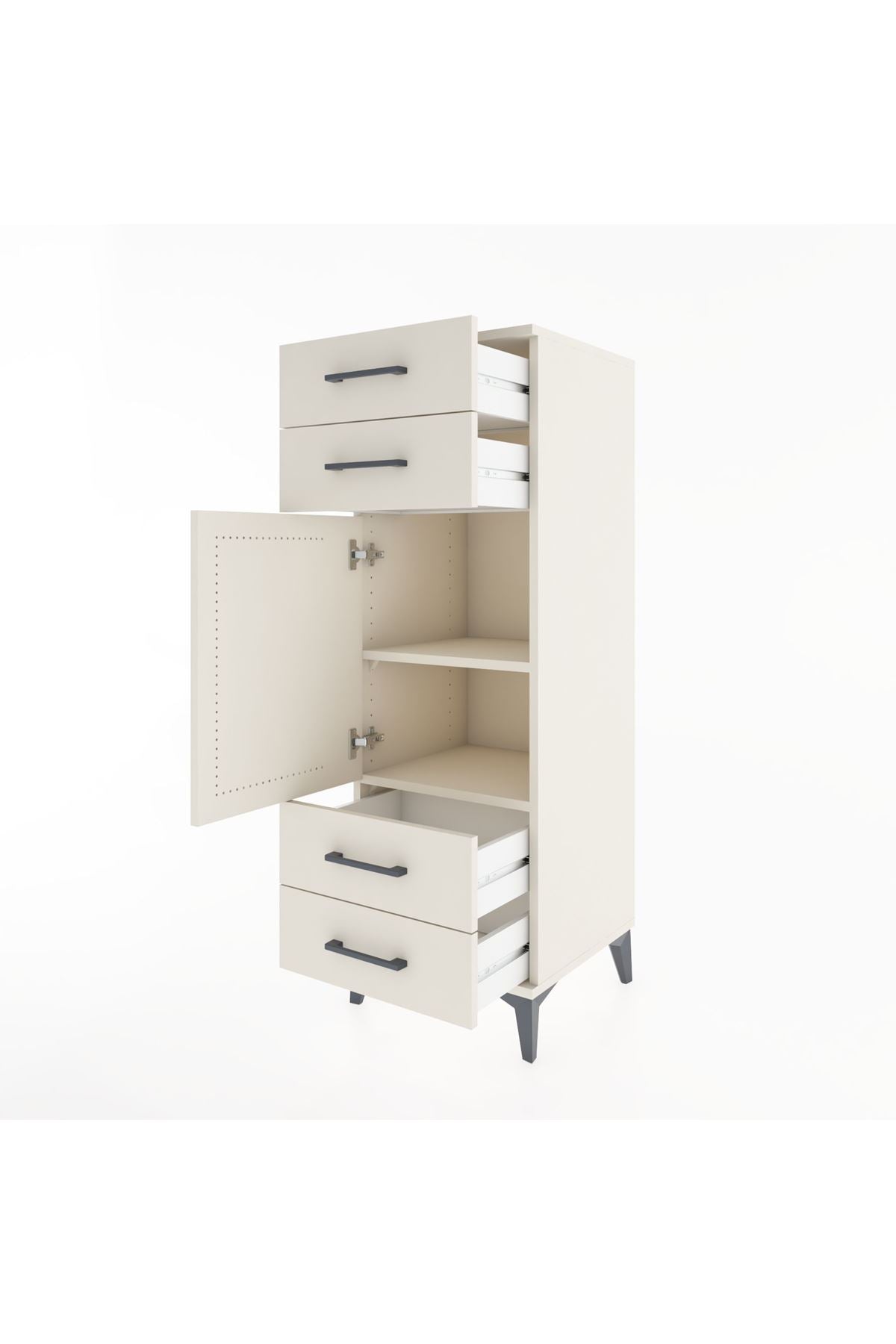 Hyperion Dolap 2 Raflı 4 Çekmeceli Tek Kapaklı 44x44x134 Aytaşı-Aytaşı