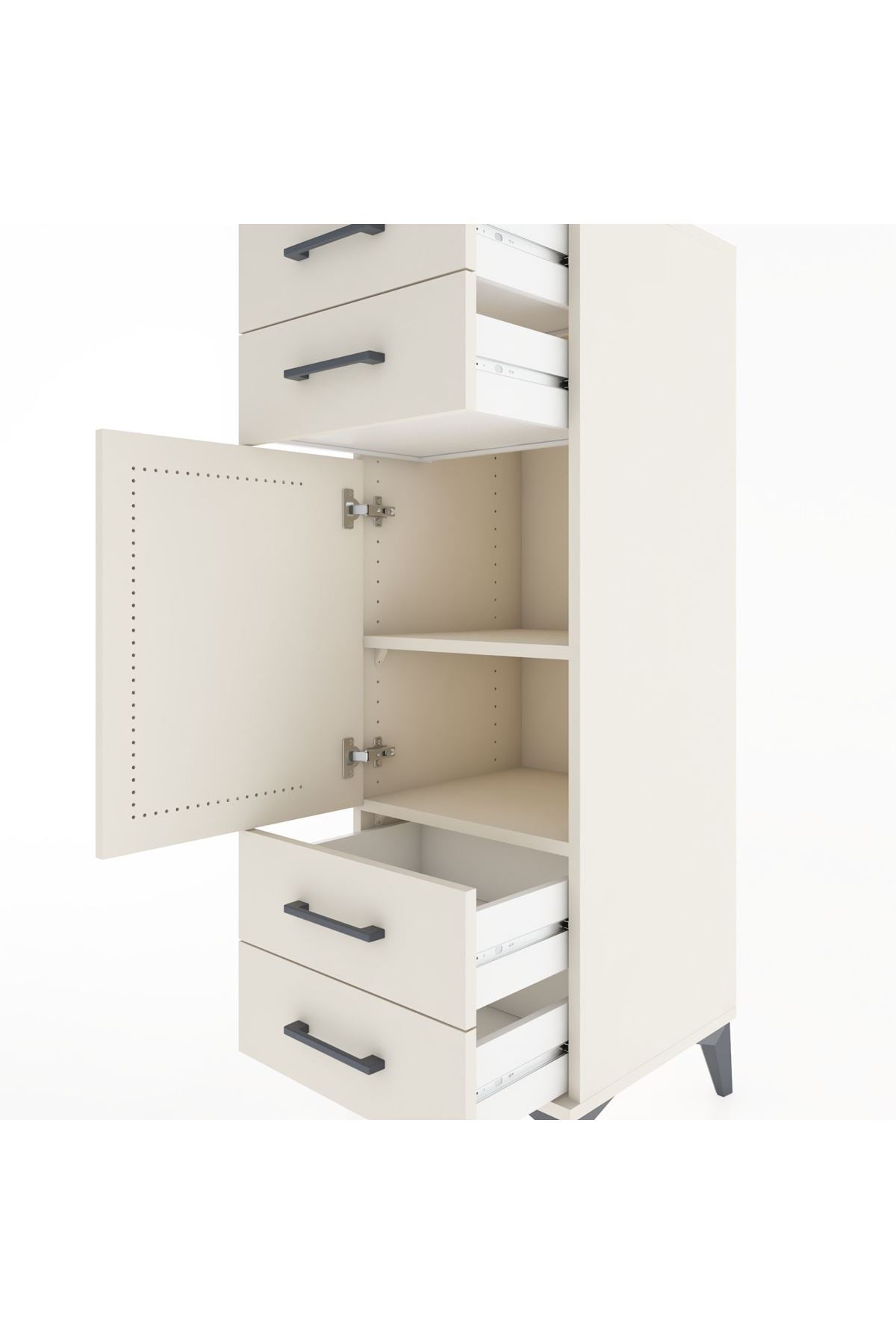 Hyperion Dolap 2 Raflı 4 Çekmeceli Tek Kapaklı 44x44x134 Aytaşı-Aytaşı