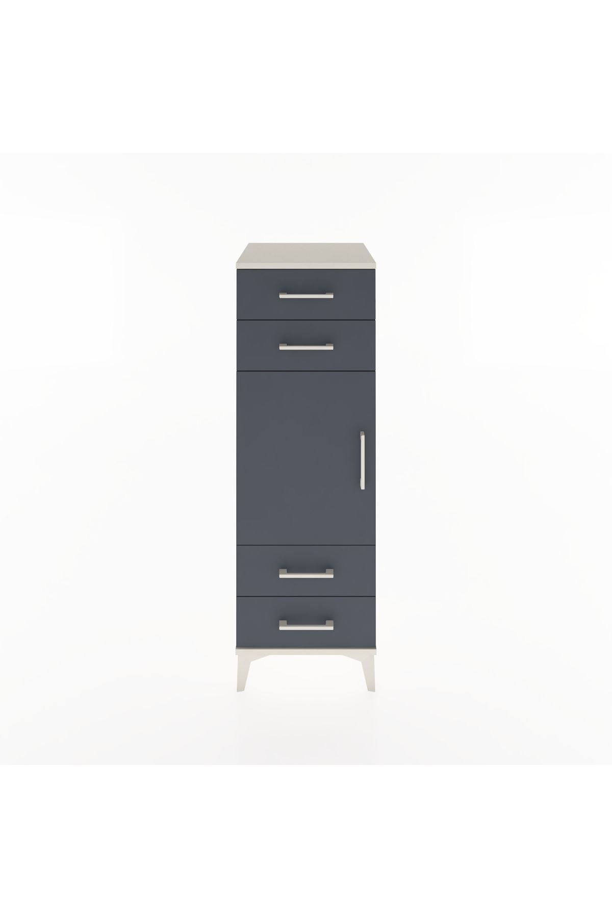 Hyperion Dolap 2 Raflı 4 Çekmeceli Tek Kapaklı 44x44x134 Aytaşı-Antrasit