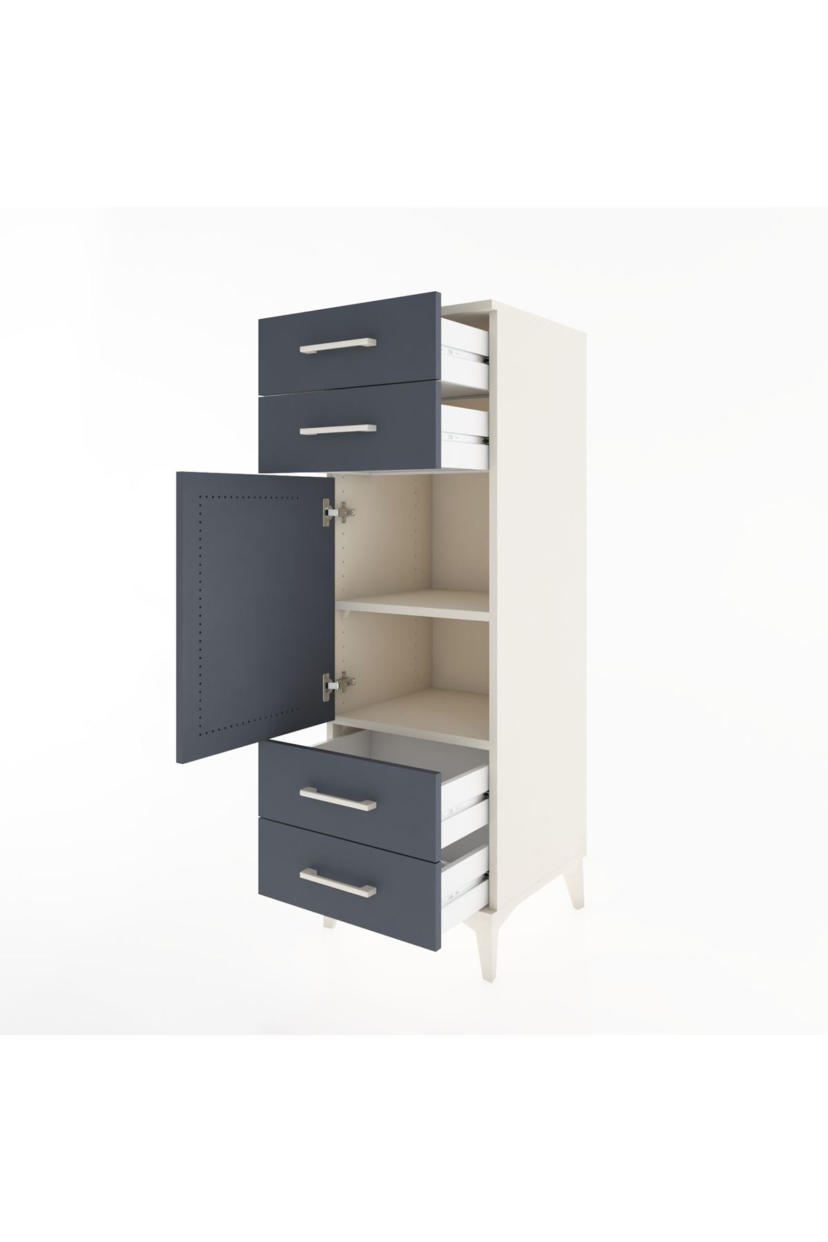 Hyperion Dolap 2 Raflı 4 Çekmeceli Tek Kapaklı 44x44x134 Aytaşı-Antrasit