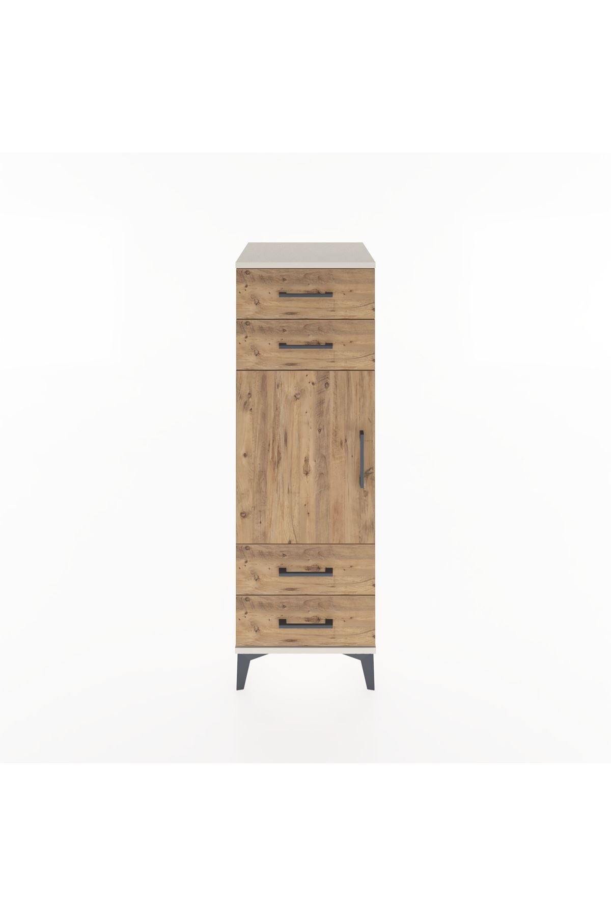 Hyperion Dolap 2 Raflı 4 Çekmeceli Tek Kapaklı 44x44x134 Aytaşı-Çam