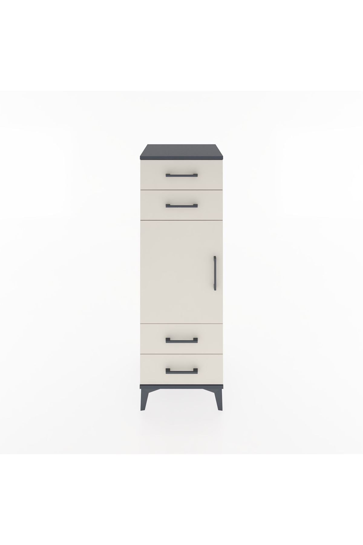 Hyperion Dolap 2 Raflı 4 Çekmeceli Tek Kapaklı 44x44x134 Antrasit-Aytaşı