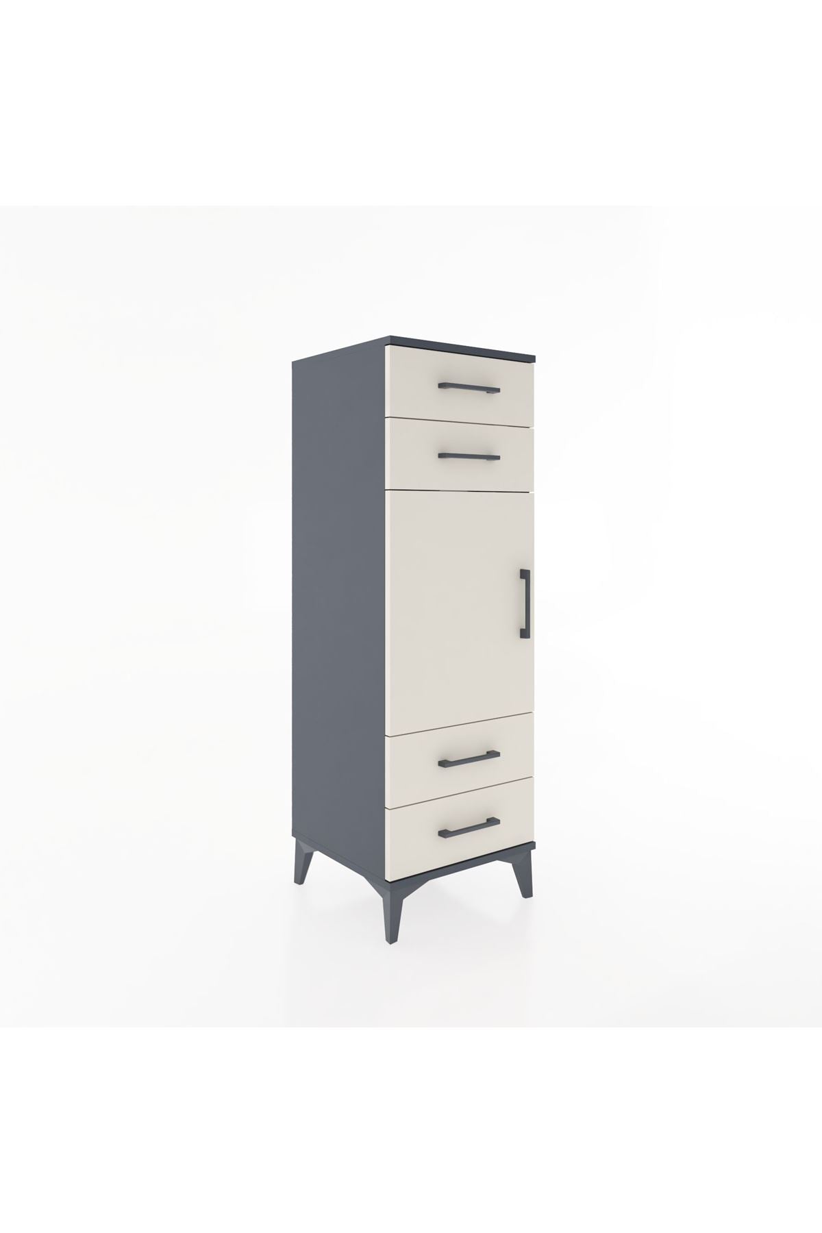 Hyperion Dolap 2 Raflı 4 Çekmeceli Tek Kapaklı 44x44x134 Antrasit-Aytaşı