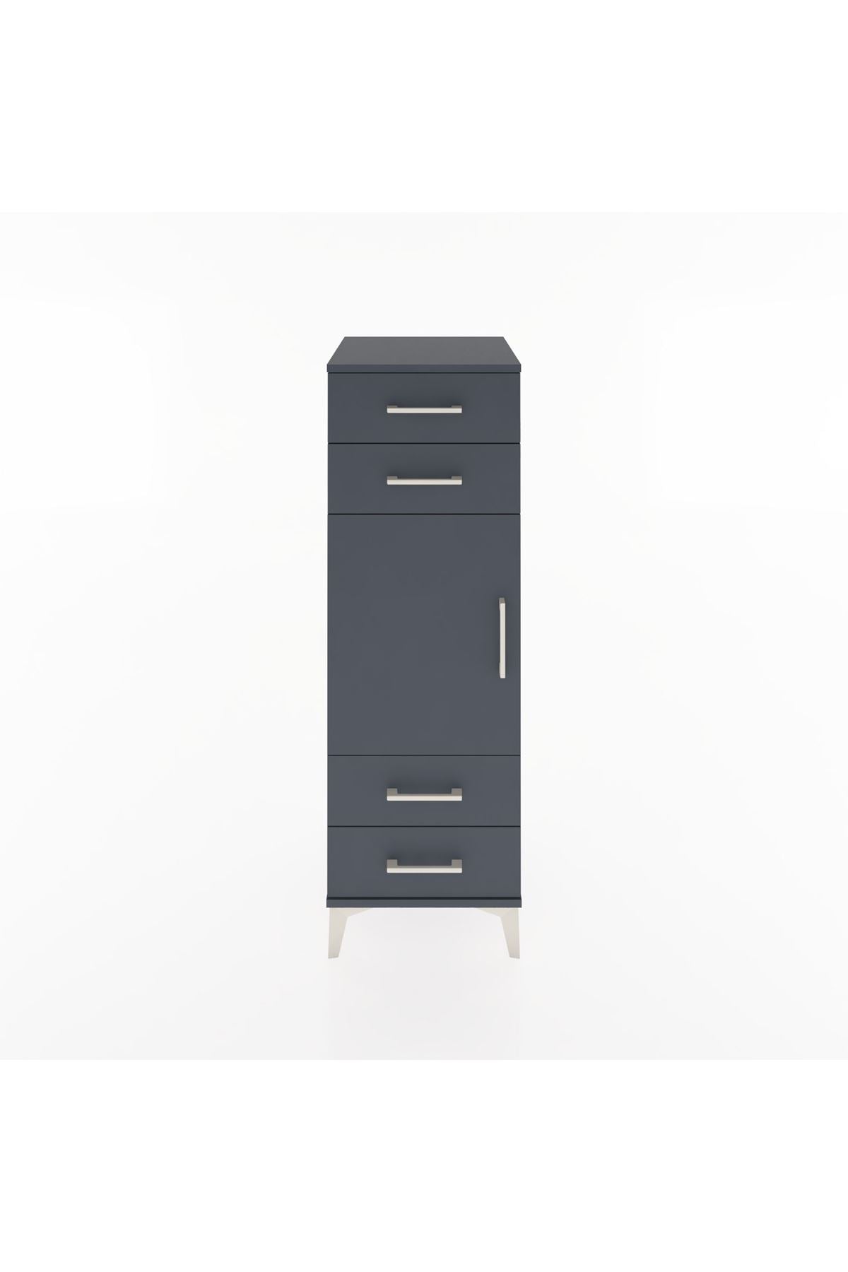 Hyperion Dolap 2 Raflı 4 Çekmeceli Tek Kapaklı 44x44x134 Antrasit-Antrasit