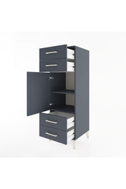 Hyperion Dolap 2 Raflı 4 Çekmeceli Tek Kapaklı 44x44x134 Antrasit-Antrasit