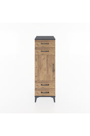 Hyperion Dolap 2 Raflı 4 Çekmeceli Tek Kapaklı 44x44x134 Antrasit-Çam