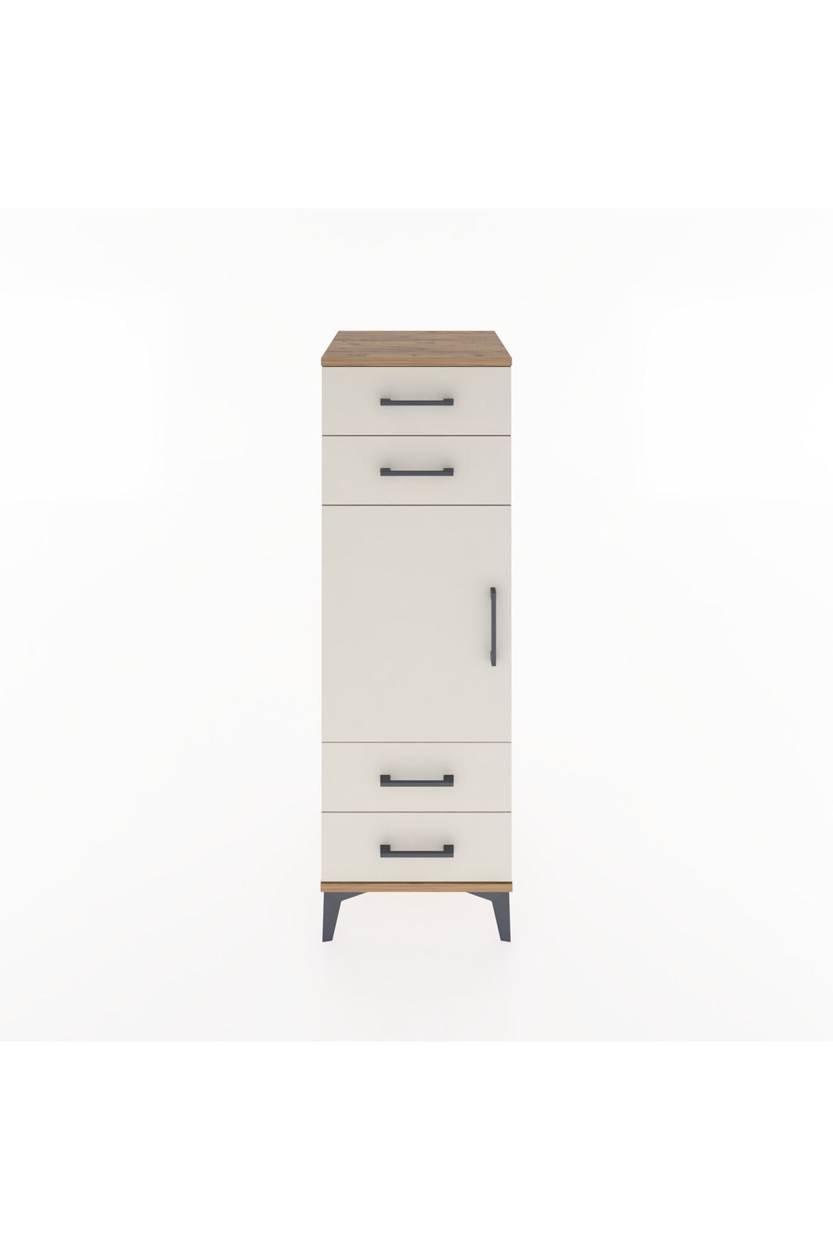 Hyperion Dolap 2 Raflı 4 Çekmeceli Tek Kapaklı 44x44x134 Çam-Aytaşı