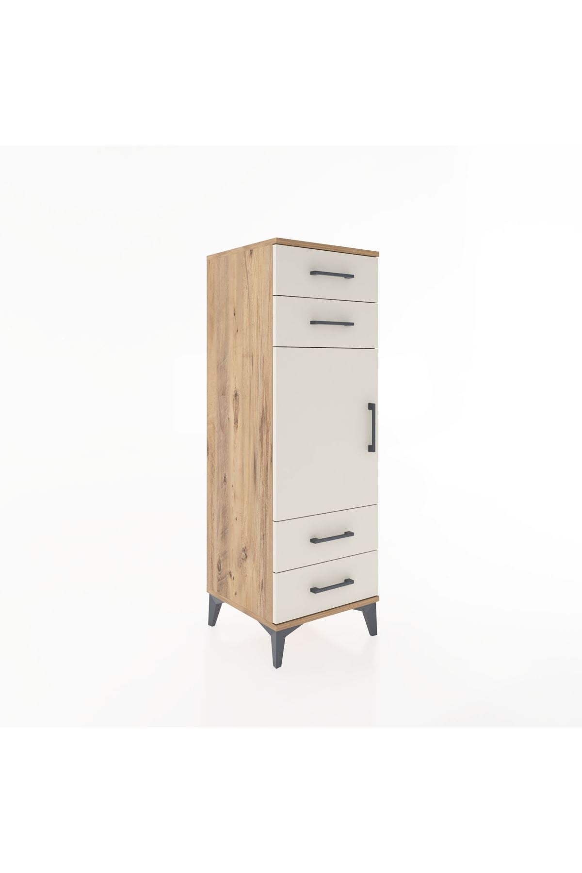 Hyperion Dolap 2 Raflı 4 Çekmeceli Tek Kapaklı 44x44x134 Çam-Aytaşı