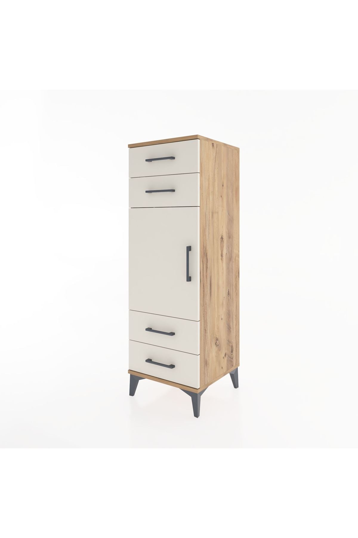 Hyperion Dolap 2 Raflı 4 Çekmeceli Tek Kapaklı 44x44x134 Çam-Aytaşı