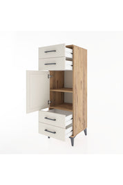 Hyperion Dolap 2 Raflı 4 Çekmeceli Tek Kapaklı 44x44x134 Çam-Aytaşı