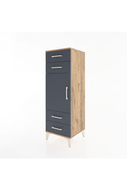 Hyperion Dolap 2 Raflı 4 Çekmeceli Tek Kapaklı 44x44x134 Çam-Antrasit