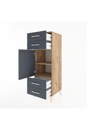 Hyperion Dolap 2 Raflı 4 Çekmeceli Tek Kapaklı 44x44x134 Çam-Antrasit