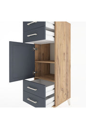 Hyperion Dolap 2 Raflı 4 Çekmeceli Tek Kapaklı 44x44x134 Çam-Antrasit