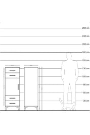 Hyperion Dolap 2 Raflı 4 Çekmeceli Tek Kapaklı 44x44x134 Çam-Antrasit