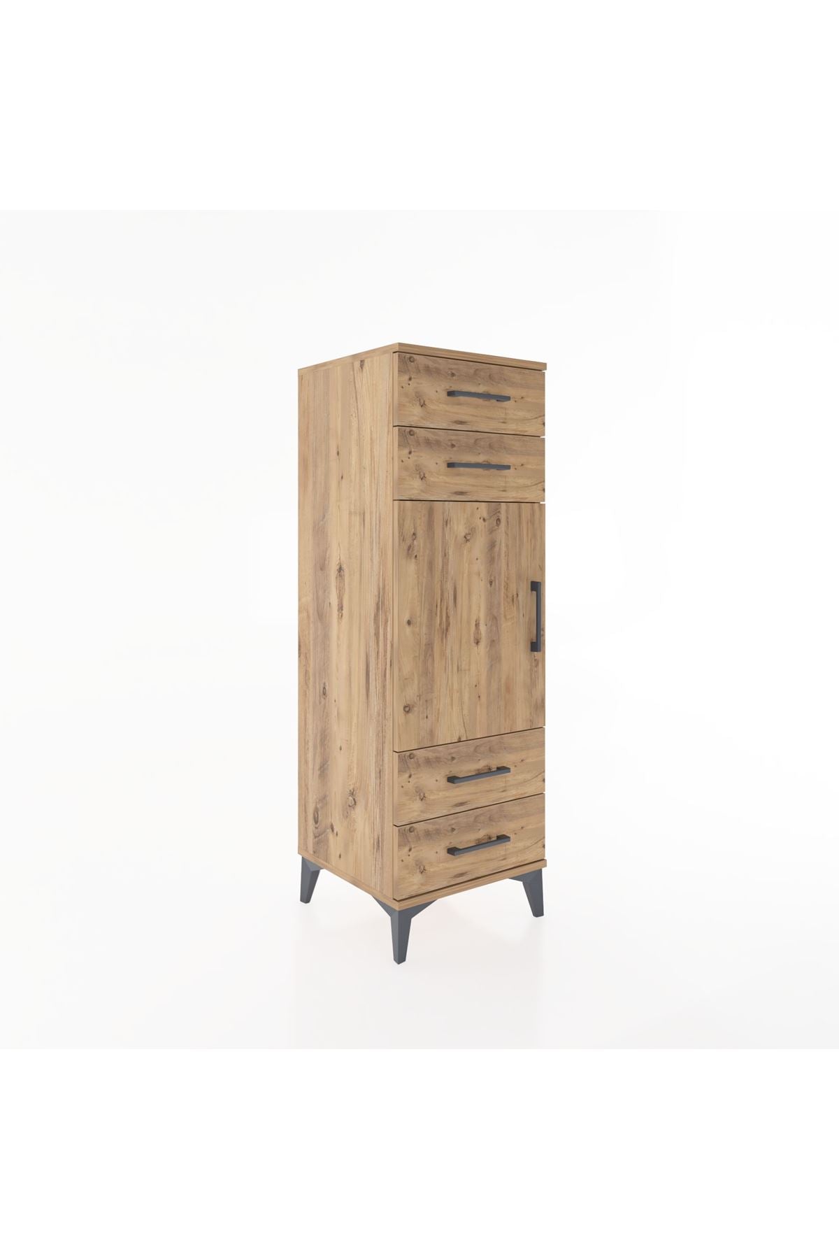 Hyperion Dolap 2 Raflı 4 Çekmeceli Tek Kapaklı 44x44x134 Çam-Çam