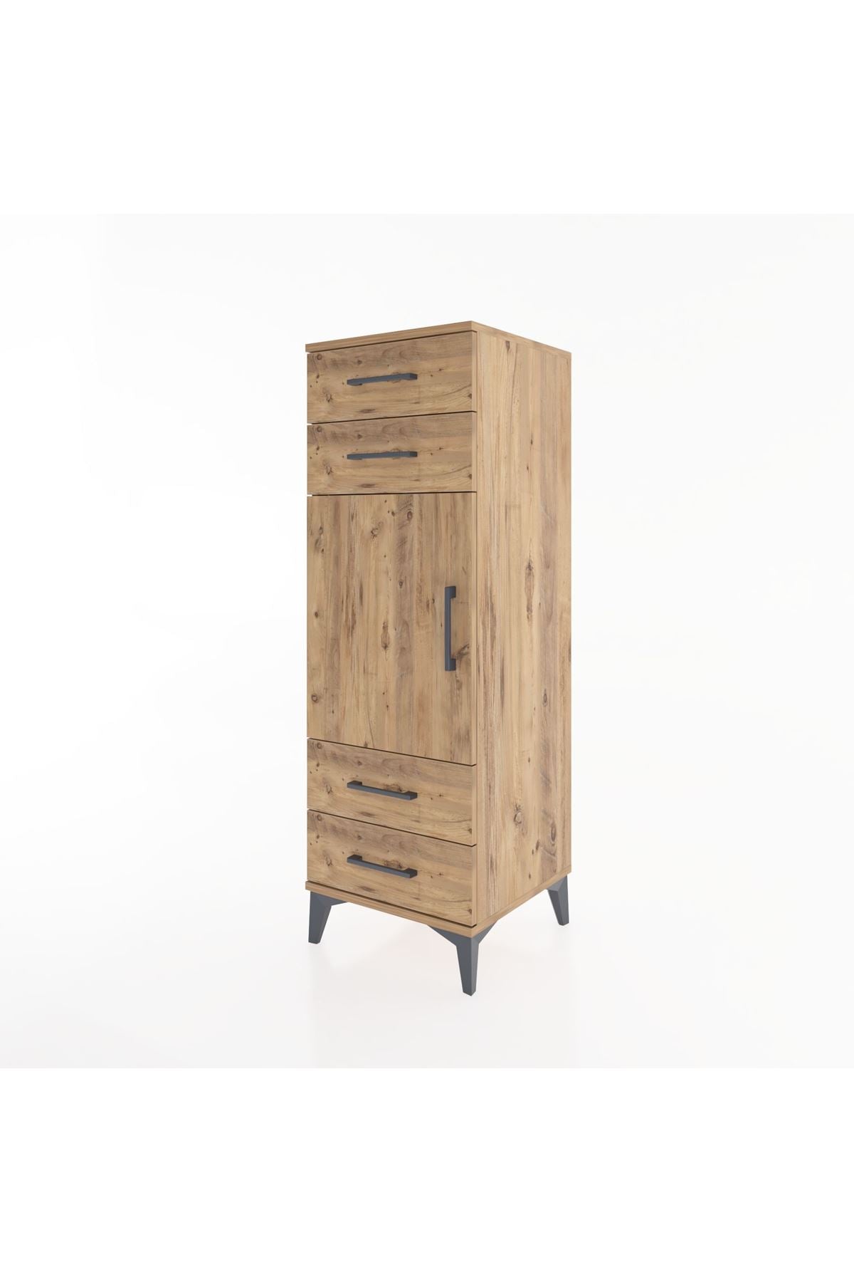 Hyperion Dolap 2 Raflı 4 Çekmeceli Tek Kapaklı 44x44x134 Çam-Çam