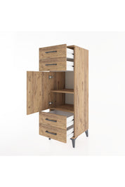 Hyperion Dolap 2 Raflı 4 Çekmeceli Tek Kapaklı 44x44x134 Çam-Çam