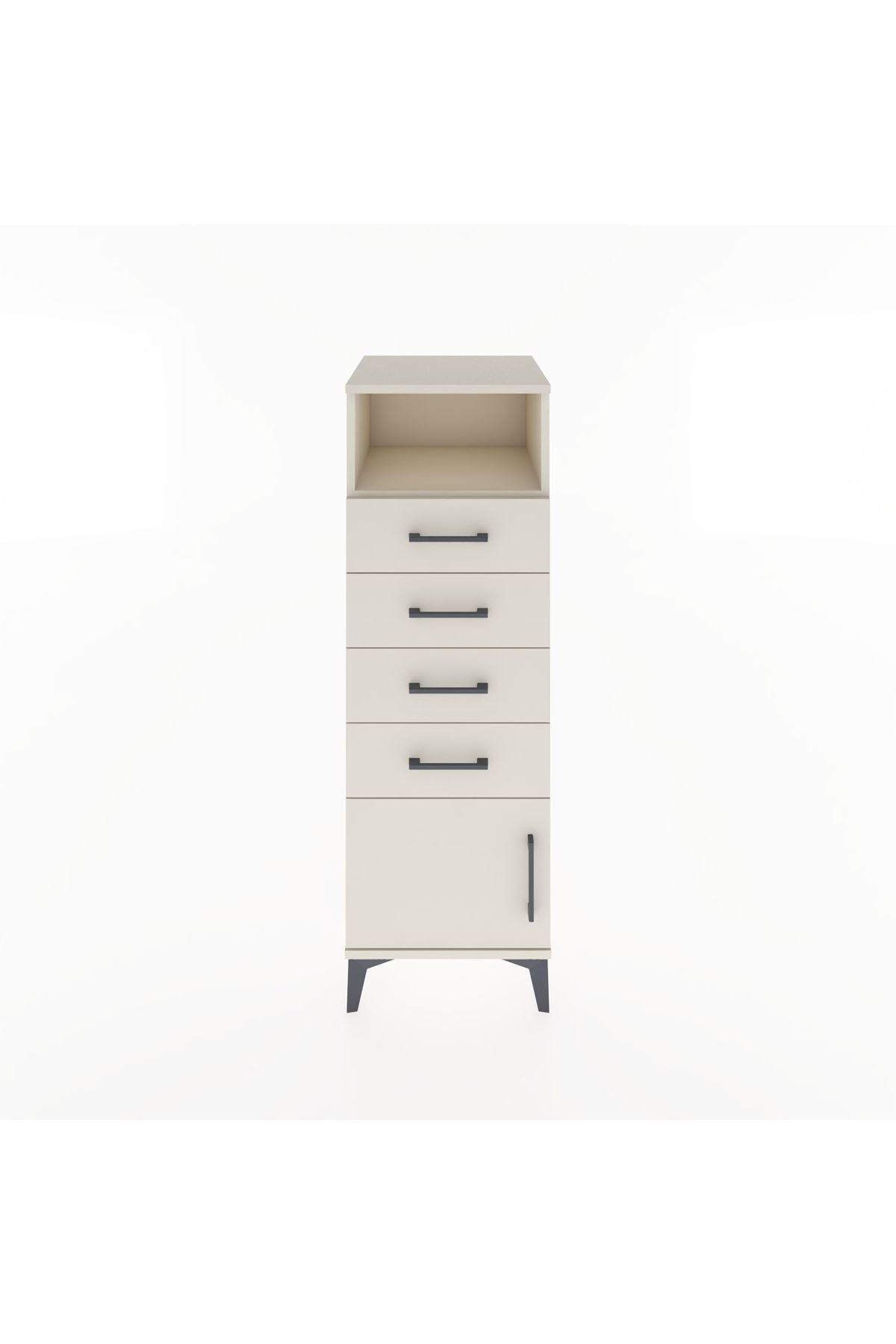 Hyperion Dolap Tek Raflı 4 Çekmeceli Tek Kapaklı 44x44x134 Aytaşı-Aytaşı