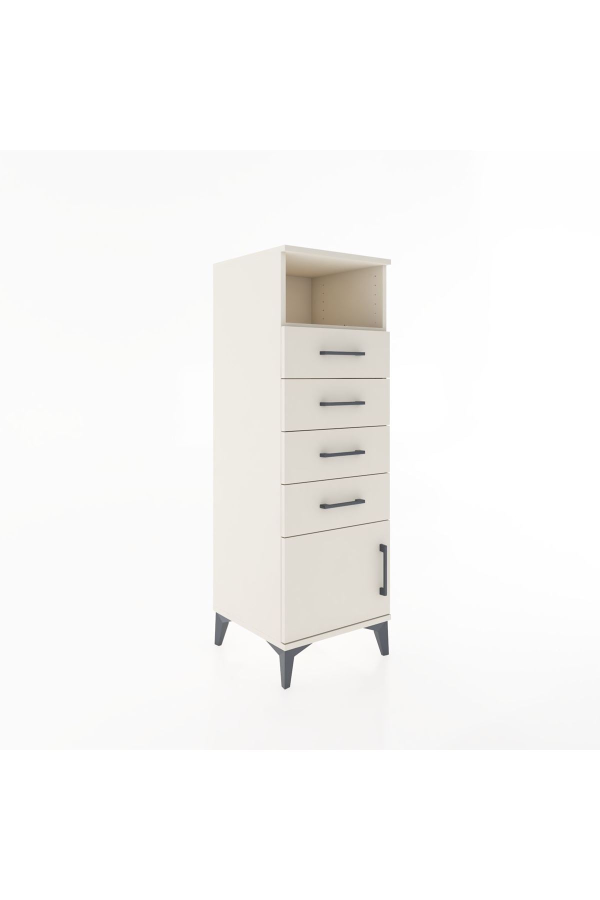 Hyperion Dolap Tek Raflı 4 Çekmeceli Tek Kapaklı 44x44x134 Aytaşı-Aytaşı