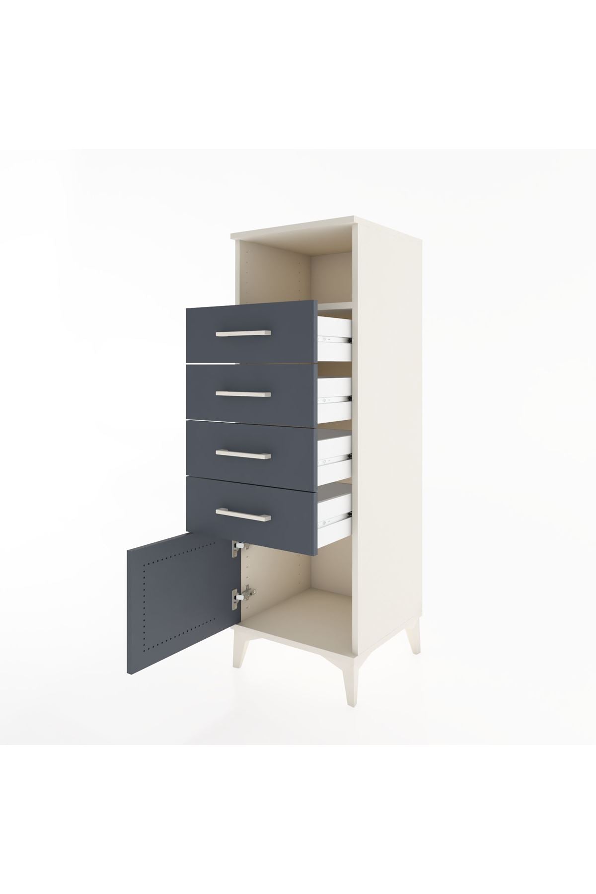 Hyperion Dolap Tek Raflı 4 Çekmeceli Tek Kapaklı 44x44x134 Aytaşı-Antrasit