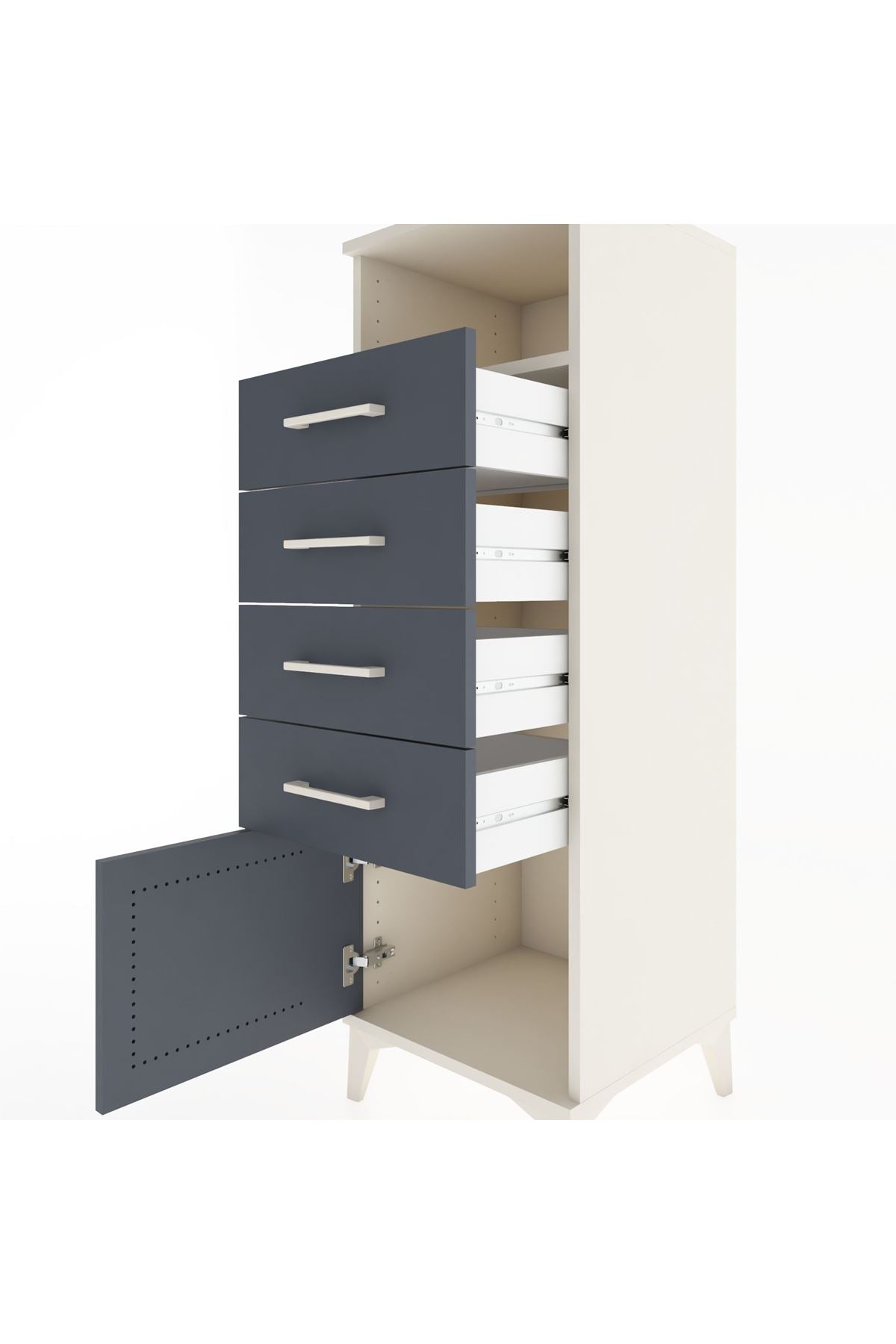 Hyperion Dolap Tek Raflı 4 Çekmeceli Tek Kapaklı 44x44x134 Aytaşı-Antrasit