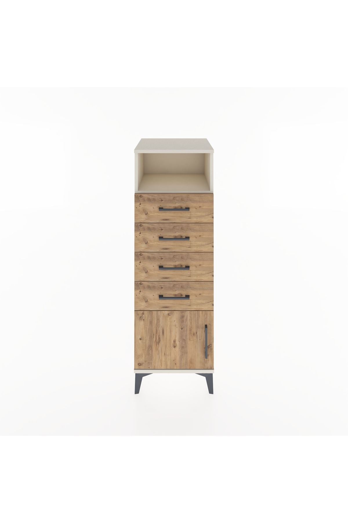 Hyperion Dolap Tek Raflı 4 Çekmeceli Tek Kapaklı 44x44x134 Aytaşı-Çam