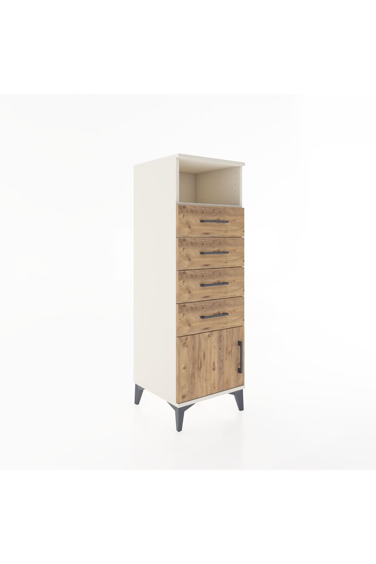 Hyperion Dolap Tek Raflı 4 Çekmeceli Tek Kapaklı 44x44x134 Aytaşı-Çam