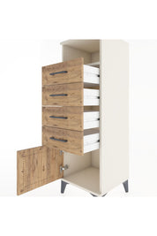 Hyperion Dolap Tek Raflı 4 Çekmeceli Tek Kapaklı 44x44x134 Aytaşı-Çam