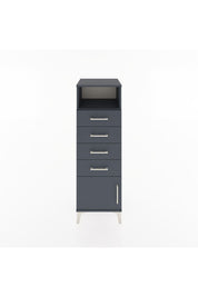 Hyperion Dolap Tek Raflı 4 Çekmeceli Tek Kapaklı 44x44x134 Antrasit-Antrasit