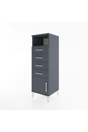Hyperion Dolap Tek Raflı 4 Çekmeceli Tek Kapaklı 44x44x134 Antrasit-Antrasit
