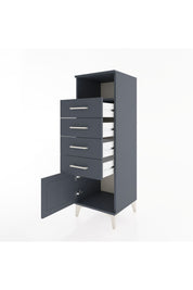 Hyperion Dolap Tek Raflı 4 Çekmeceli Tek Kapaklı 44x44x134 Antrasit-Antrasit