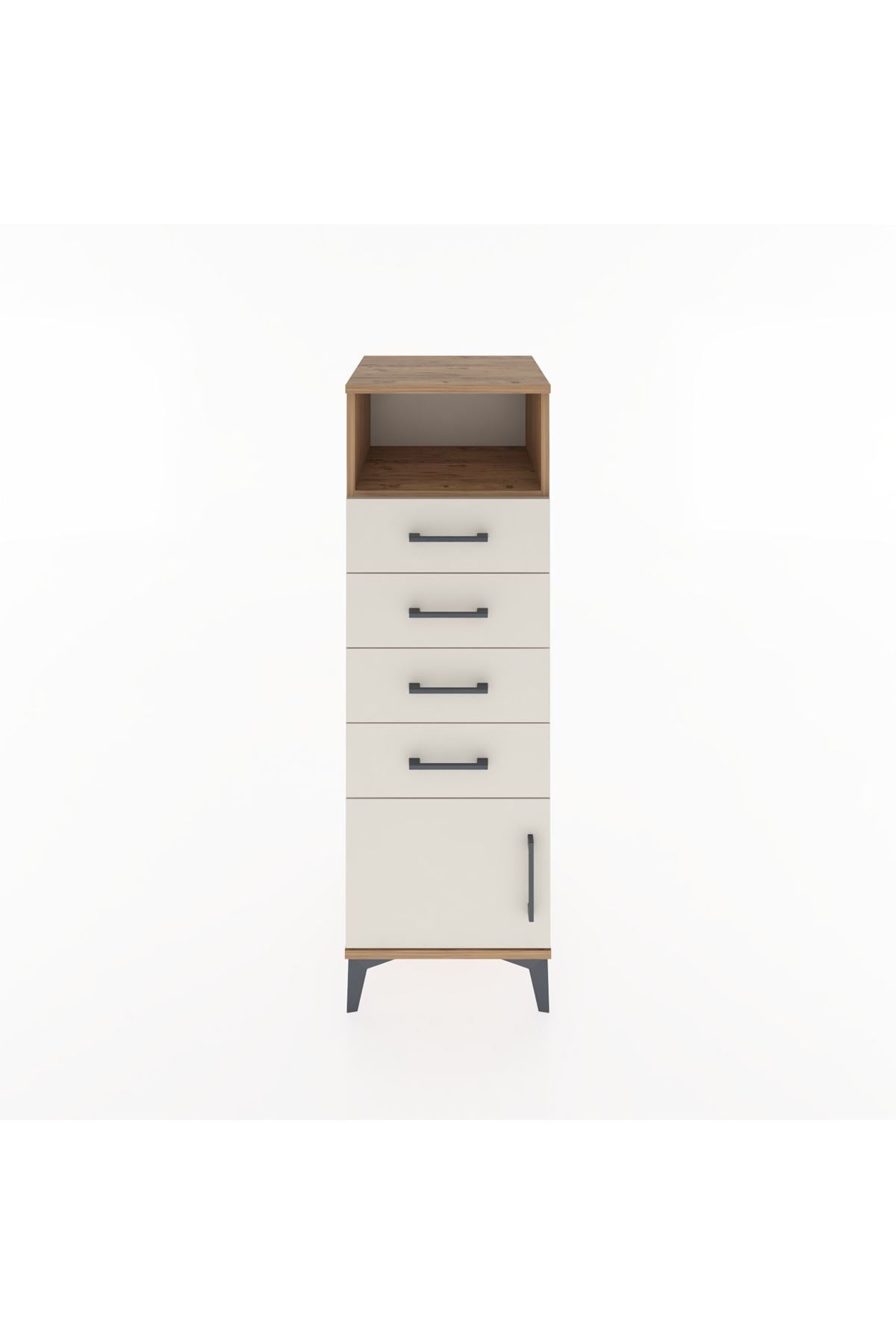 Hyperion Dolap Tek Raflı 4 Çekmeceli Tek Kapaklı 44x44x134 Çam-Aytaşı