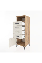 Hyperion Dolap Tek Raflı 4 Çekmeceli Tek Kapaklı 44x44x134 Çam-Aytaşı