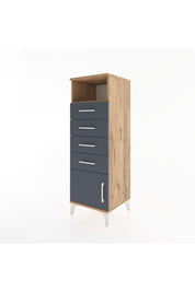 Hyperion Dolap Tek Raflı 4 Çekmeceli Tek Kapaklı 44x44x134 Çam-Antrasit