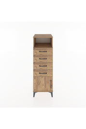 Hyperion Dolap Tek Raflı 4 Çekmeceli Tek Kapaklı 44x44x134 Çam-Çam