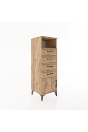 Hyperion Dolap Tek Raflı 4 Çekmeceli Tek Kapaklı 44x44x134 Çam-Çam