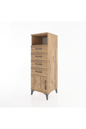 Hyperion Dolap Tek Raflı 4 Çekmeceli Tek Kapaklı 44x44x134 Çam-Çam