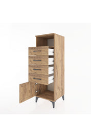 Hyperion Dolap Tek Raflı 4 Çekmeceli Tek Kapaklı 44x44x134 Çam-Çam