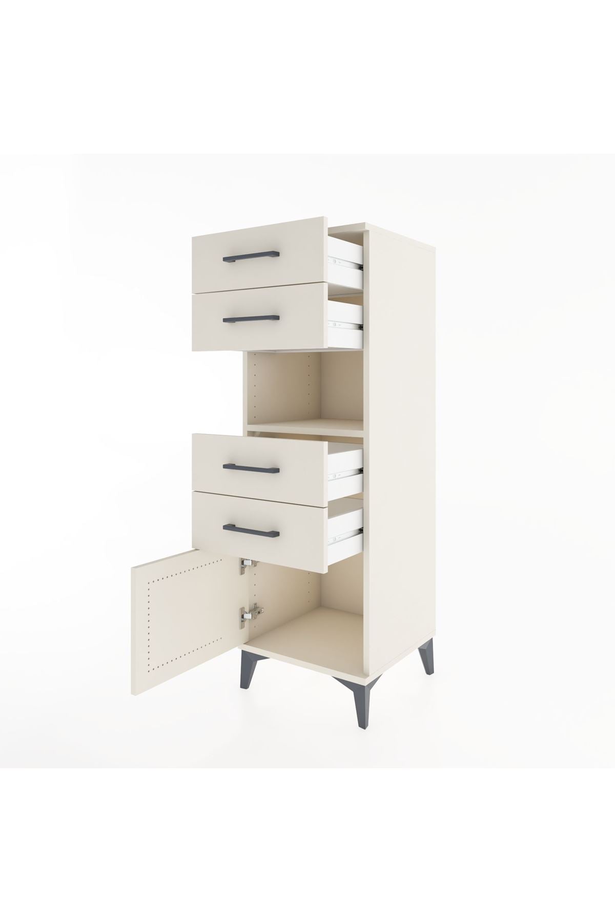 Hyperion Dolap Tek Raflı 4 Çekmeceli Tek Kapaklı 44x44x134 Aytaşı-Aytaşı