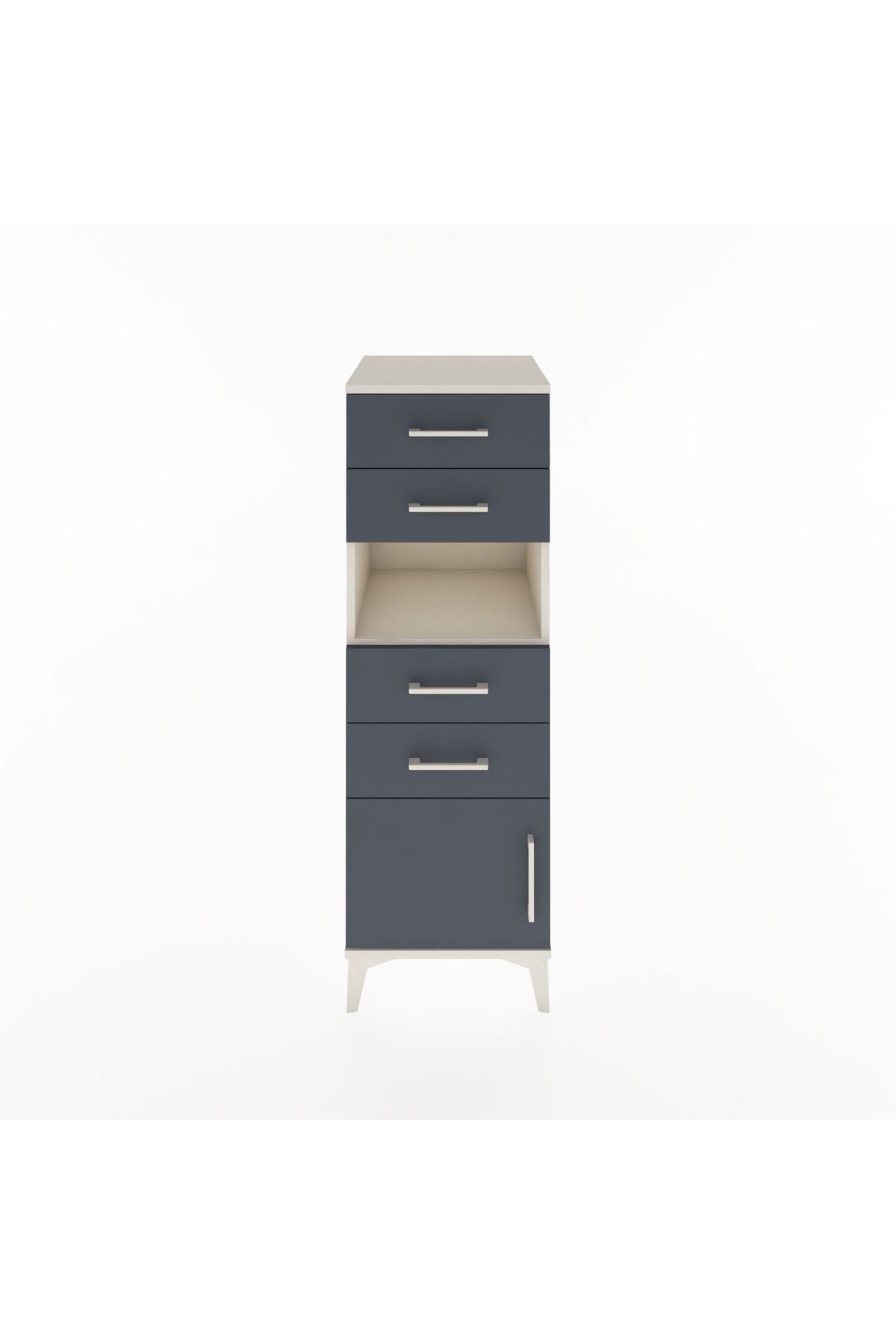 Hyperion Dolap Tek Raflı 4 Çekmeceli Tek Kapaklı 44x44x134 Aytaşı-Antrasit