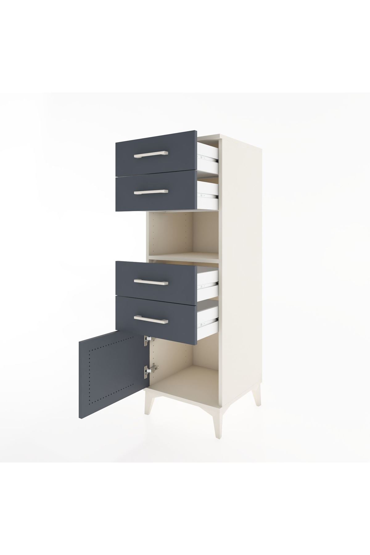 Hyperion Dolap Tek Raflı 4 Çekmeceli Tek Kapaklı 44x44x134 Aytaşı-Antrasit