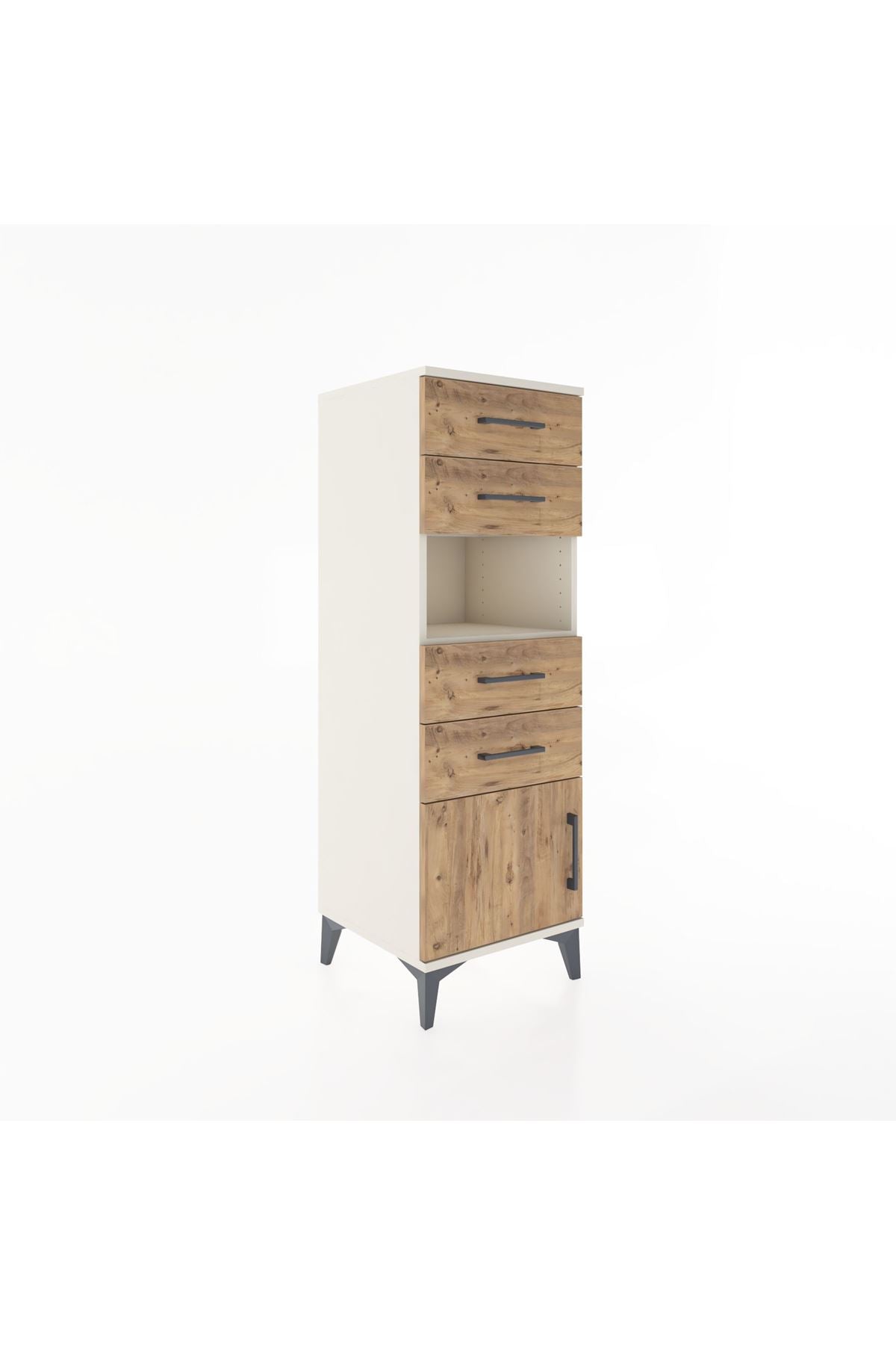 Hyperion Dolap Tek Raflı 4 Çekmeceli Tek Kapaklı 44x44x134 Aytaşı-Çam