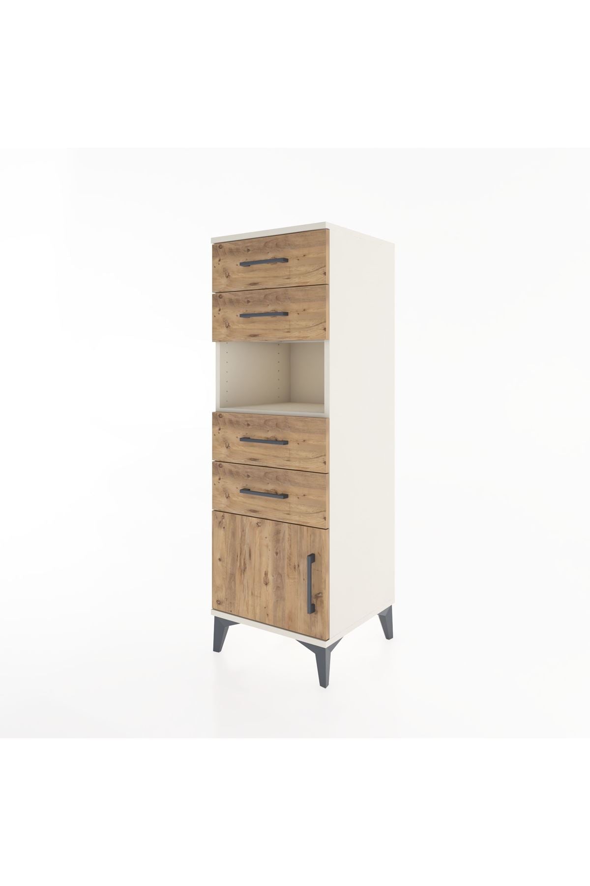 Hyperion Dolap Tek Raflı 4 Çekmeceli Tek Kapaklı 44x44x134 Aytaşı-Çam