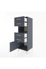 Hyperion Dolap Tek Raflı 4 Çekmeceli Tek Kapaklı 44x44x134 Antrasit-Antrasit