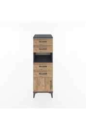 Hyperion Dolap Tek Raflı 4 Çekmeceli Tek Kapaklı 44x44x134 Antrasit-Çam