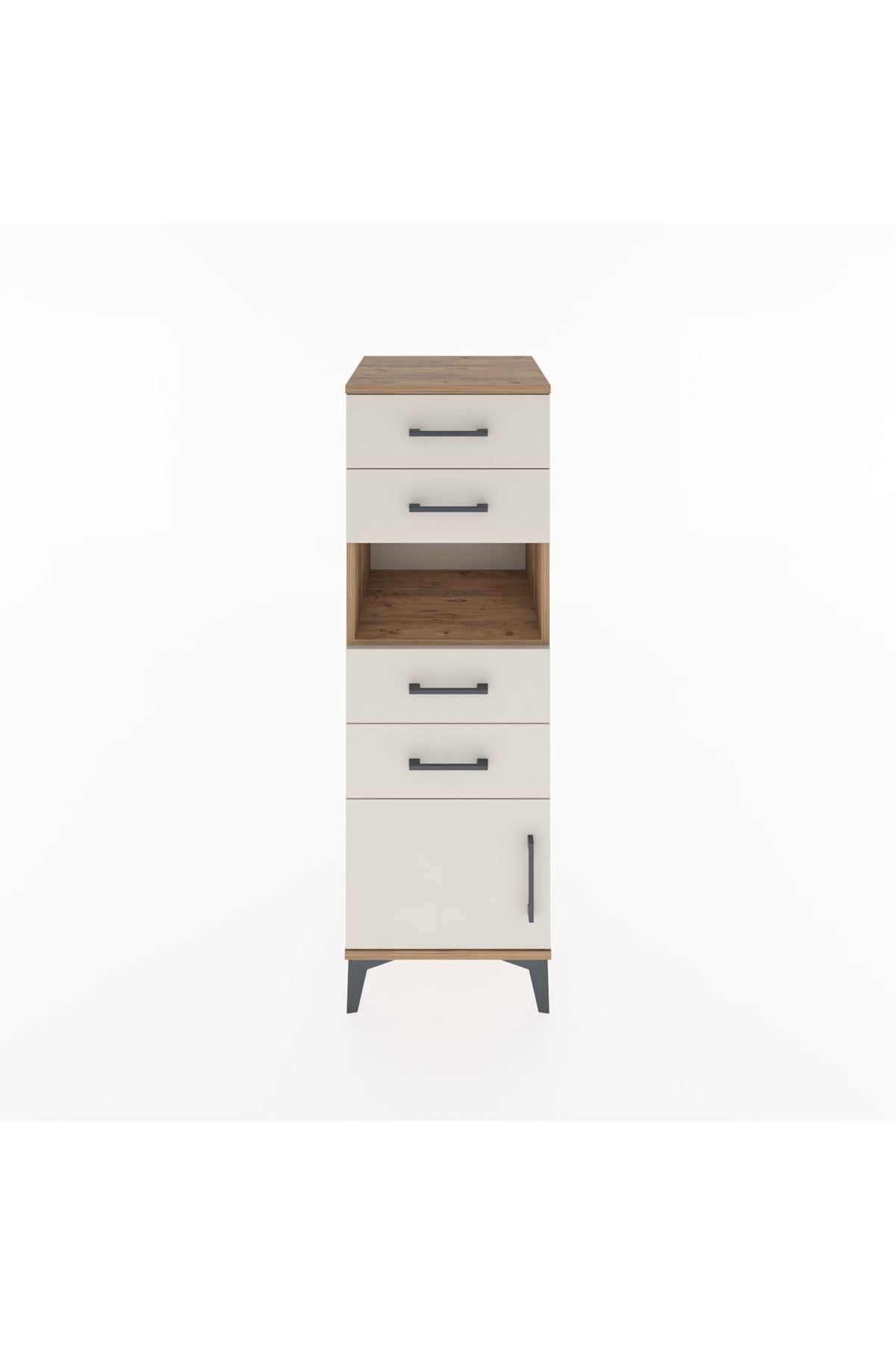 Hyperion Dolap Tek Raflı 4 Çekmeceli Tek Kapaklı 44x44x134 Çam-Aytaşı